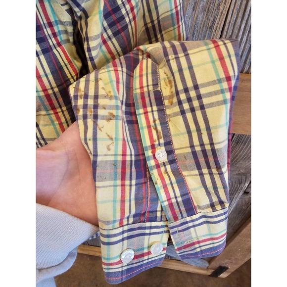 Vintage Bright plaid Cruel Girl Womens Western Button up sz S *STAIN* - Picture 4 of 8
